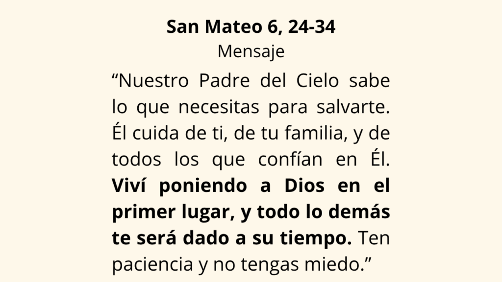 Evangelio San Mateo 6, 24‑34