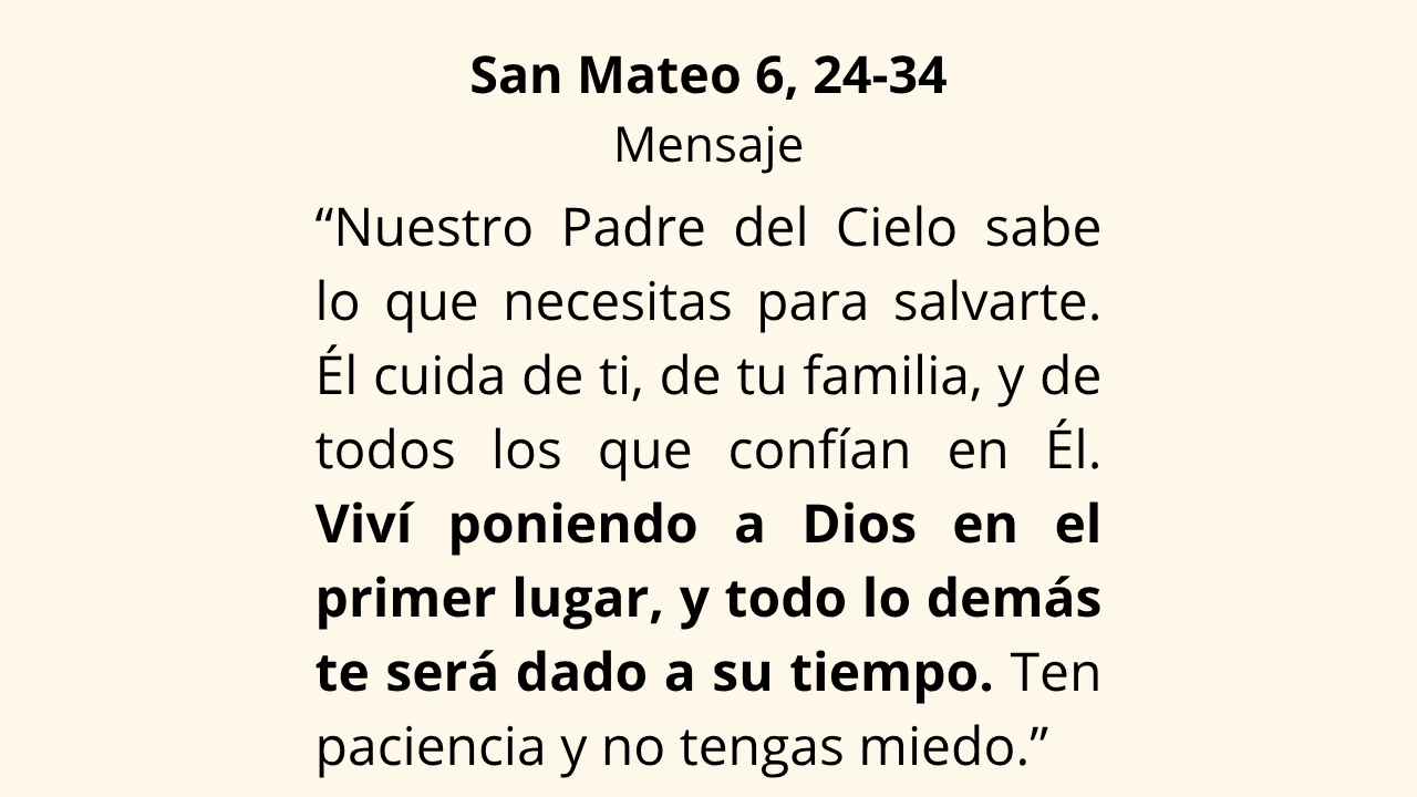 Evangelio San Mateo 6, 24‑34