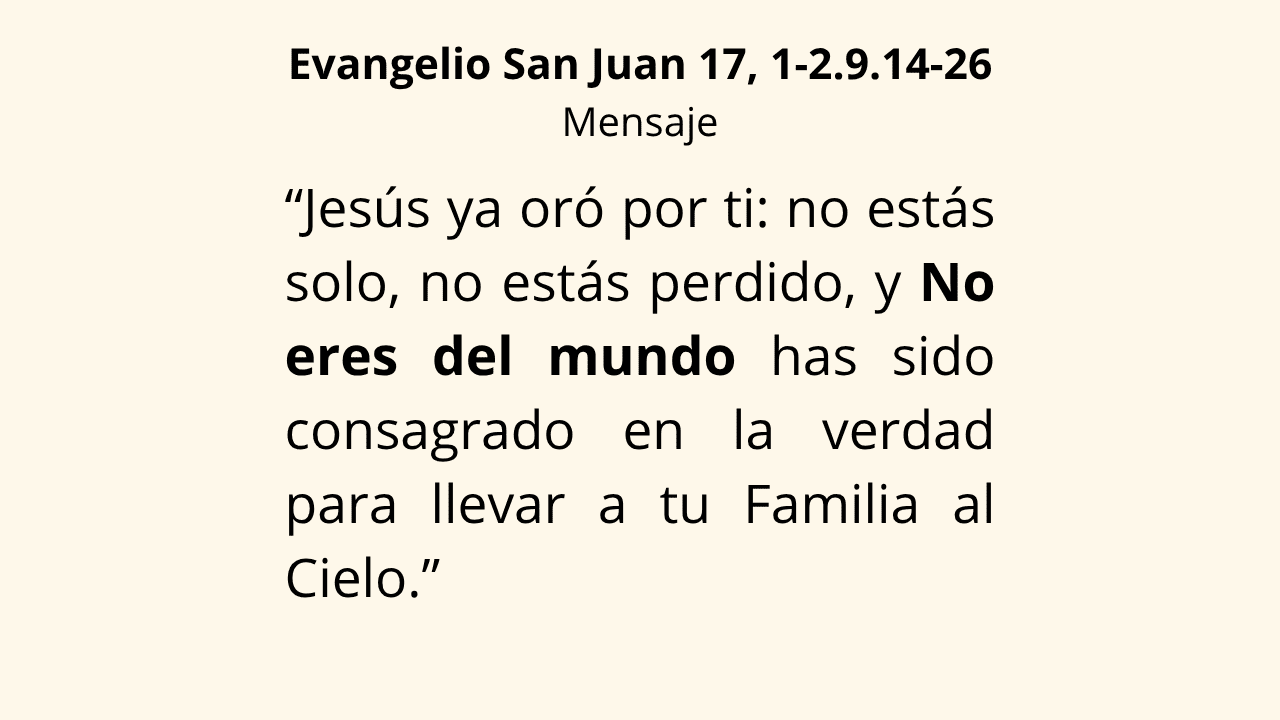Evangelio San Juan 17, 1‑2.9.14‑26